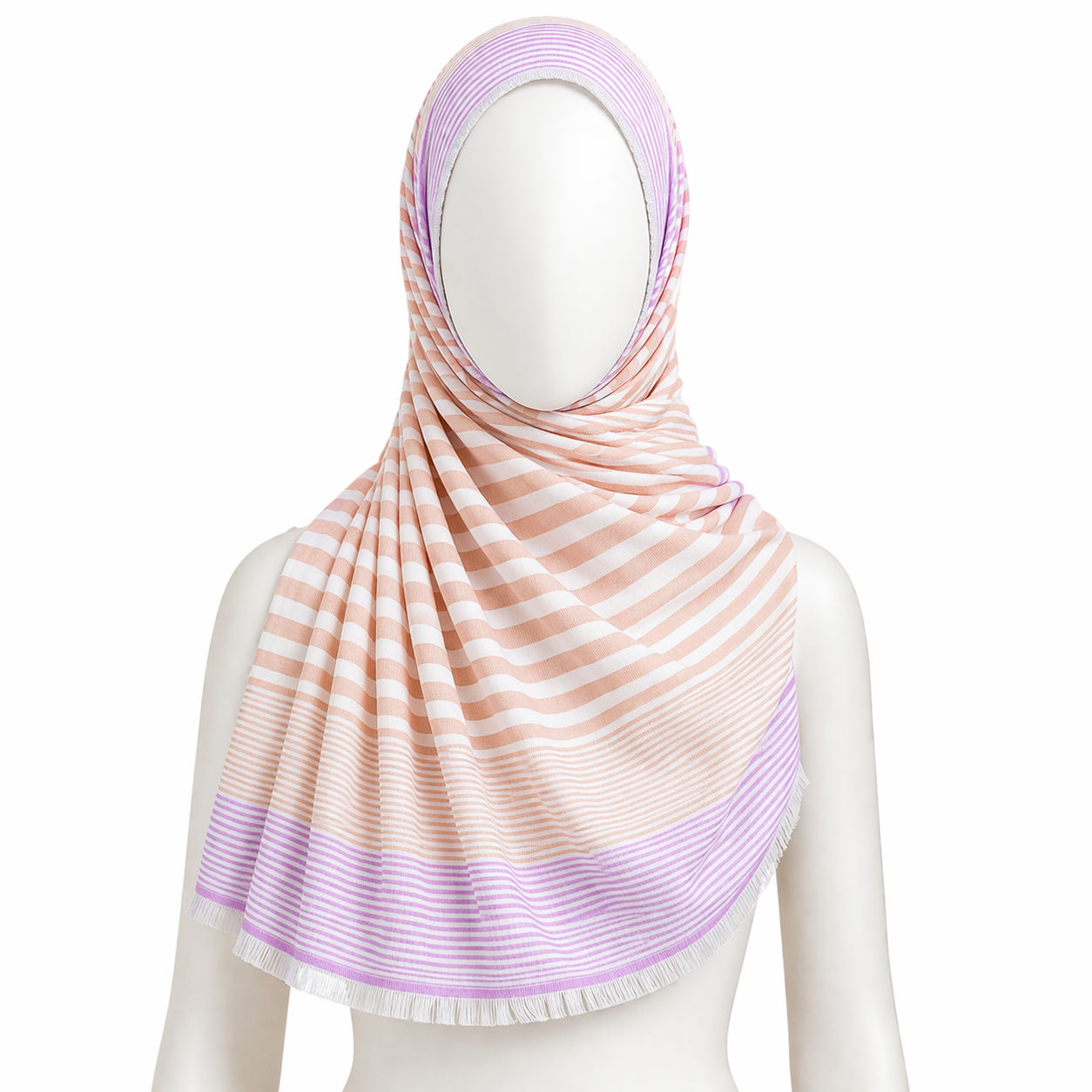 Classic Summer Scarf With Purple/Orange Stripes
